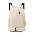 thumbnail image 1 of Drawstring Gym Backpack Sports Bag with Shoe Compartment Racket Pocket Lightweight Daypack for Badminton Tennis Basketball Fitness, 1 of 8