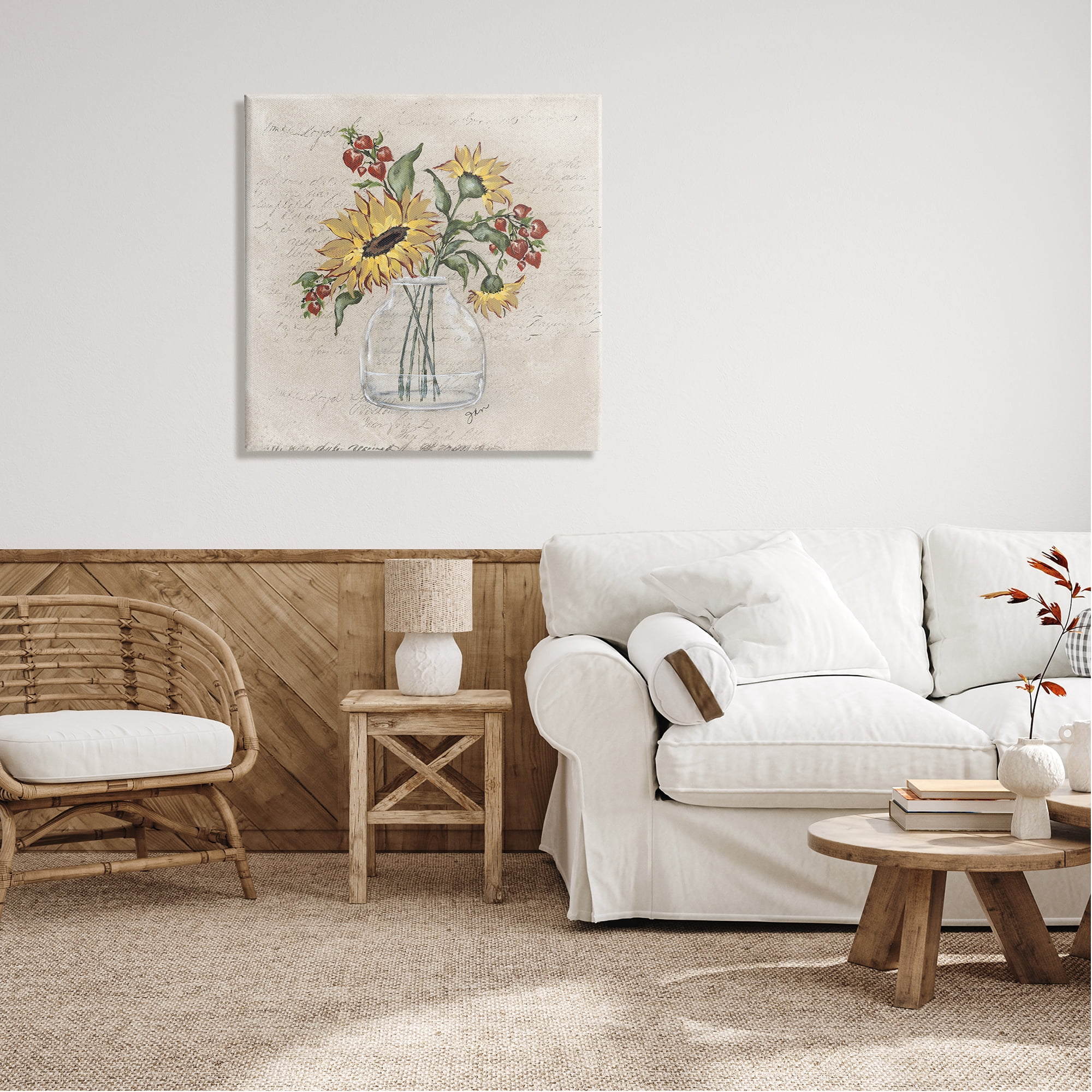 Stupell Vintage Mixed Sunflower Arrangement Botanical & Floral Painting Gallery Wrapped Canvas Print Wall Art