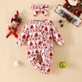 thumbnail image 2 of WIBACKER Newborn Outfit Girl Ruffle Long Sleeve Knit Romper Ribbed Floral Jumpsuit Baby Girl Coming Home Fall Winter Outfit, 2 of 9
