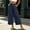 Navy, variant on Ayolanni Comfy Pants for Women High Waist Flowy Solid Wide Leg Pants Capris Brown Cotton Linen Lounge Trousers with Pockets L