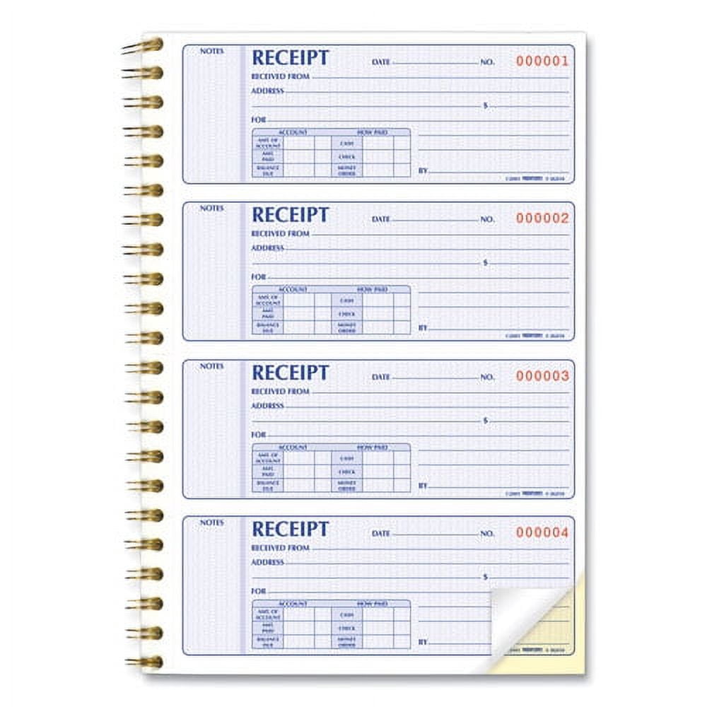 Money Receipt Book, Two-Part Carbonless, 7 X 2.75, 4/page, 300 Forms | Bundle of 2 Each