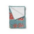 thumbnail image 2 of Sports Soft Flannel Fleece Throw Blanket, Classic American Football Shoes Nostalgic Old School Style Print, Cozy Plush for Indoor and Outdoor Use, 50" x 60", Pale Teal Eggshell, by Ambesonne, 2 of 5