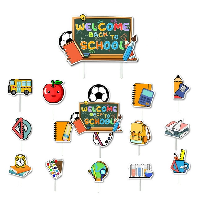 TIMIFIS Home Decor Welcome Back To School Party Decorations Opening Season Banner Ruler School Bus Cake Topper Set Back To School Party Supplies DecorFall