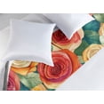 thumbnail image 2 of Floral Bed Runner, Colorful Bold Roses and Leaves in Watercolor Style Nostalgic Vibes, Decorative Accent Bedding Scarf for Hotels Homes & Guest Rooms, King, Marigold Dark Coral and Teal, by Ambesonne, 2 of 3