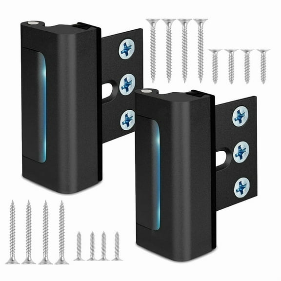 Home Security Door Reinforcement Lock, Front Door Locks for Kids Safety Withstand 800 Lbs, Door Lock 2 Pack Black,2 * Door Lock 1 set * screw,Black