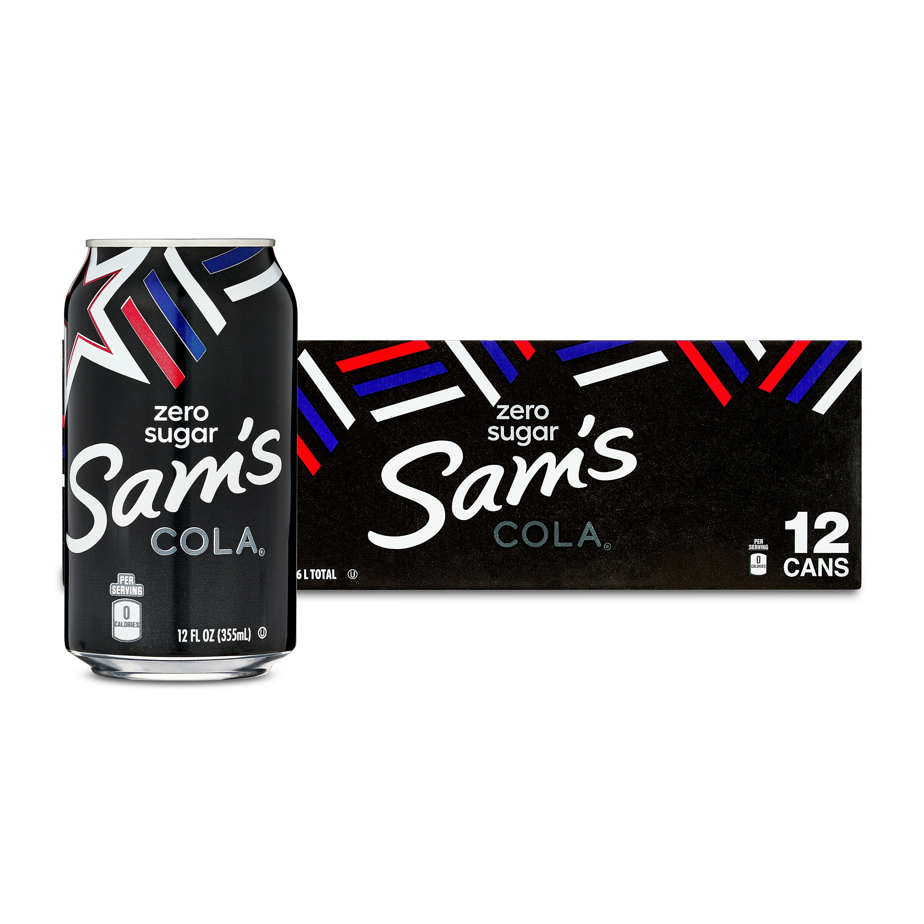 (3 pack) Sam's Zero Sugar Cola Soda Pop, 12 Pack, 12 fl oz Cans