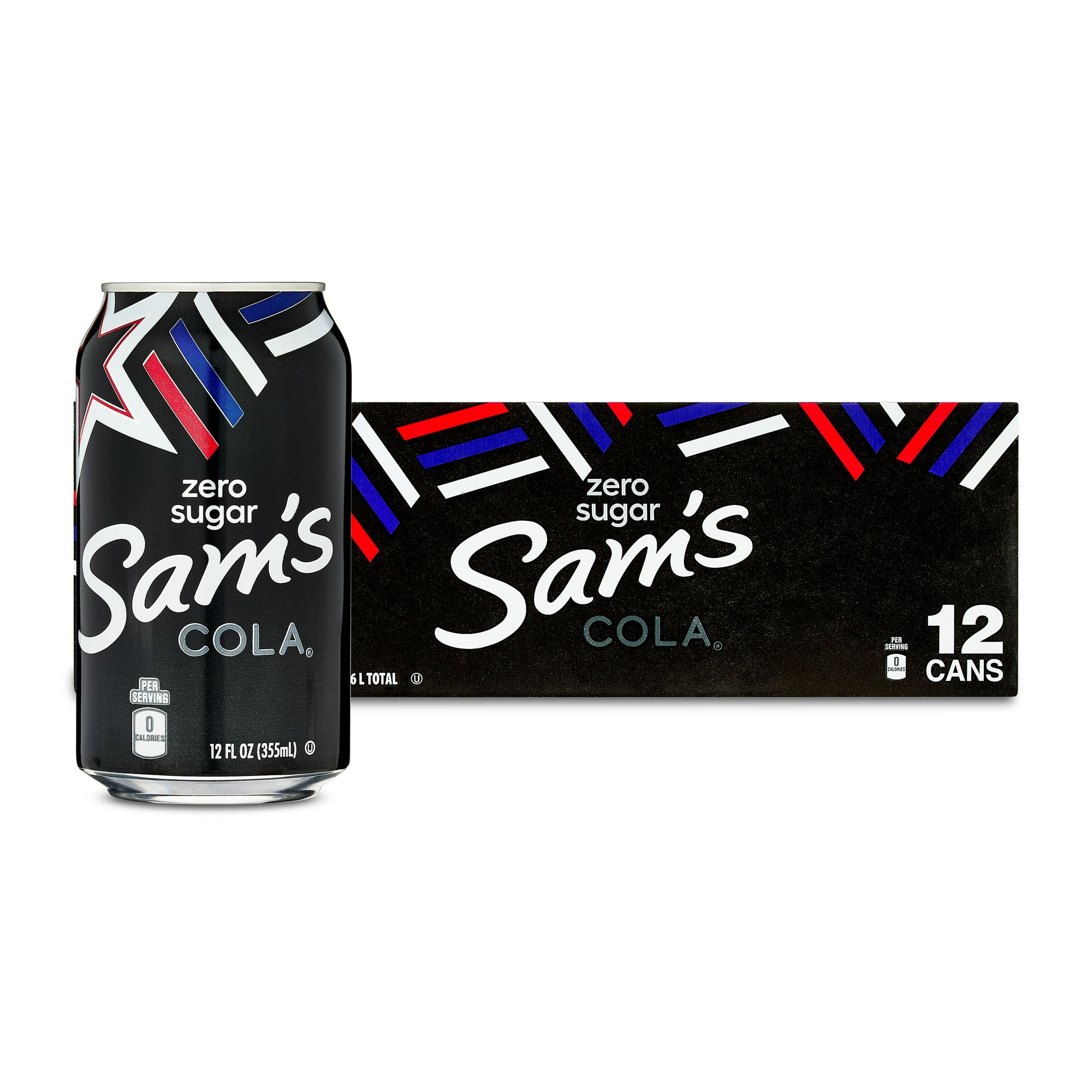 Sam's Zero Sugar Cola Soda Pop, 12 Pack, 12 fl oz Cans