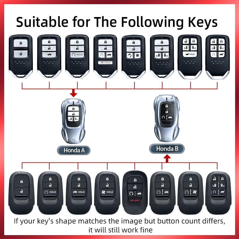 for Honda Key fob Cover with Keychain,2016-2022 2023 2024 2025 Civic Accord HR-V Pilot CR-V, Silicone,Ridgeline Car Key Fob Case Holder