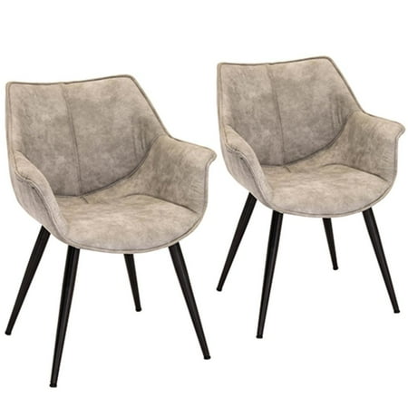 LumiSource Black Metal Light Grey Wrangler Chair - Set of 2