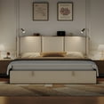 thumbnail image 4 of Homfa Queen Size Lift Up Storage Bed, Modern Adjustable Headboard with Read Lamp, Hydraulic Storage, Beige, 4 of 8
