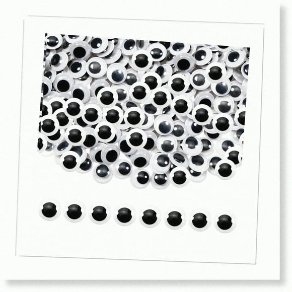 150pcs 12mm Self Adhesive Black Round Stickers - Plastic Wiggle Googly Eyes for DIY Arts and Scrapbooking