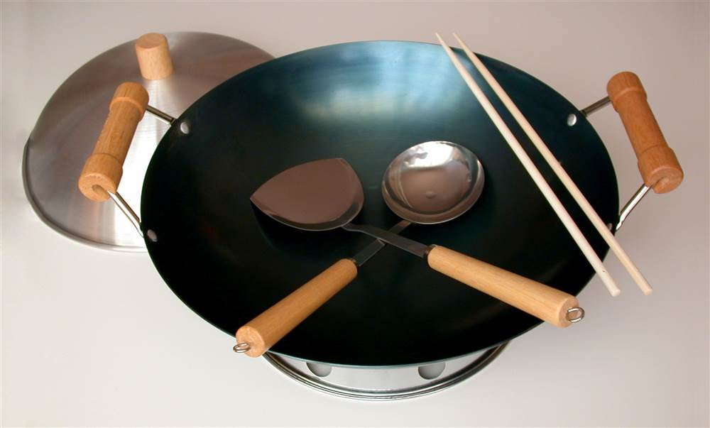 6 Pc 14 in. Double Handle Wok Set