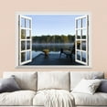 thumbnail image 2 of wall26 Removable Wall Sticker/Wall Mural - Peaceful Lake View with a Chair on a Wooden Pier | Creative Window View Wall Decor - 24 Inchx32 Inch, 2 of 4