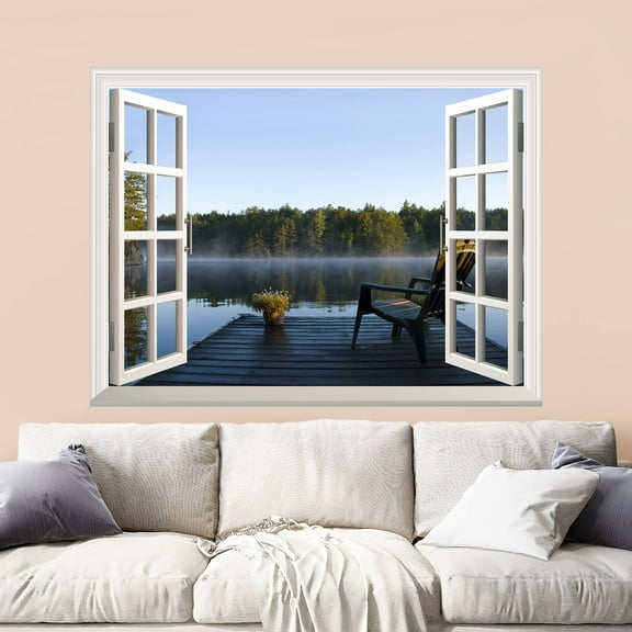 wall26 Removable Wall Sticker/Wall Mural (36H, Peaceful Lake View)