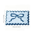 thumbnail image 2 of Bow-Shaped Bath Mat, Cute Scalloped Non-Slip Rug, Super Absorbent Microfiber Bathroom Carpet for Soft Comfort Underfoot, Plush Velvet Bow, Machine Washable, Blue, 2 of 5