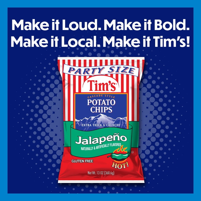 Tim's Jalapeno Cascade Style Potato Chips Party Size 13 oz