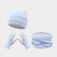 thumbnail image 2 of MIASHUI Women's Scarf, Hat, and Gloves Three-Piece Set Winter Outdoor Riding Skiing Cold Protection Solid Color Knit Hat Warm Set Blue, 2 of 9