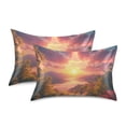 thumbnail image 2 of Dailycode Satin Pillow Case King Silk Pillow Cover for Hair and Skin Envelope Closure Beautiful Sunrise over Mountains 20"x40", 2 of 9