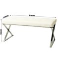 thumbnail image 3 of Chris Bench White - Modern Style Bench Featuring Comfortable Leatherette Seat & Elegant Silver Chrome Frame Legs (W39"xD18"xH18"), 3 of 3