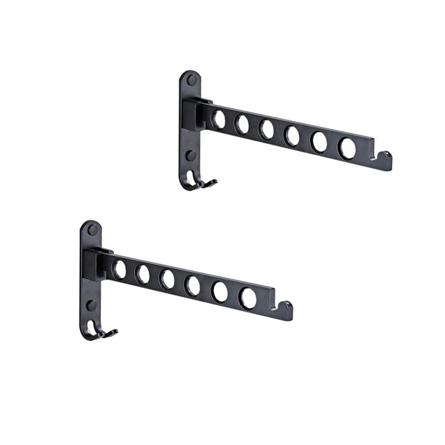 Ounissouiy Colgador de ropa plegable negro, estantes de secado de ropa de pared plegables, colgadores de ropa de aluminio espacial, perchero de Almacenamiento y organización del hogar 2 piezas