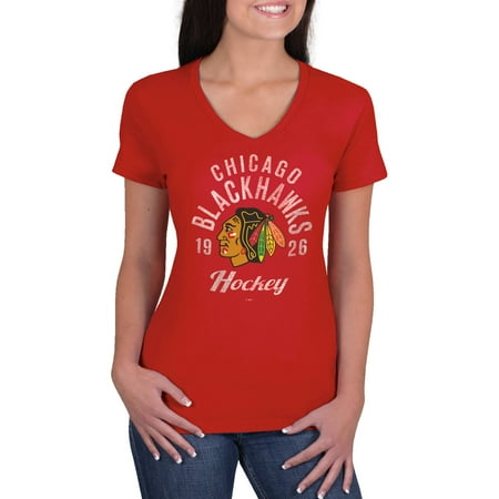 - NHL Chicago Blackhawks Ladies Classic V-Neck Tunic Cotton Jersey Tee