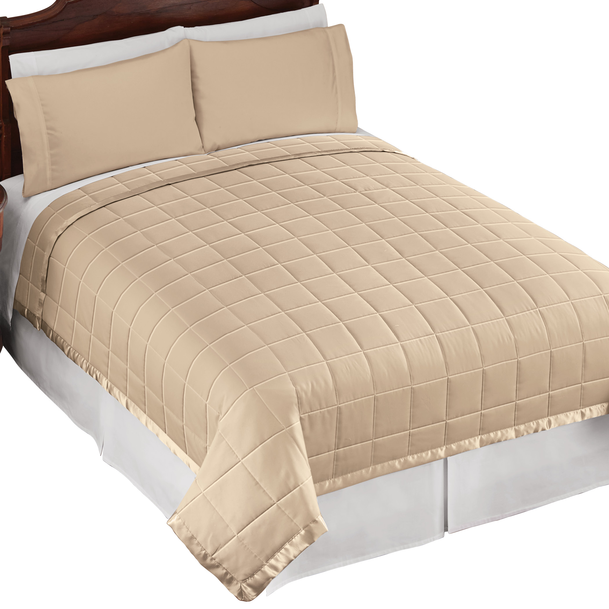 Down Alternative Quilted Comforter with Satin Trim ...