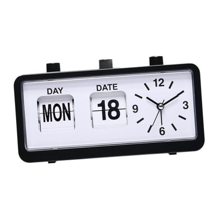 TISHITA Flip Desk Clock Date Week Display Alarm Clock Silent Crafts Page Turning Clock Birthday Gift for Dining Table TV Cabinet Dorm Black