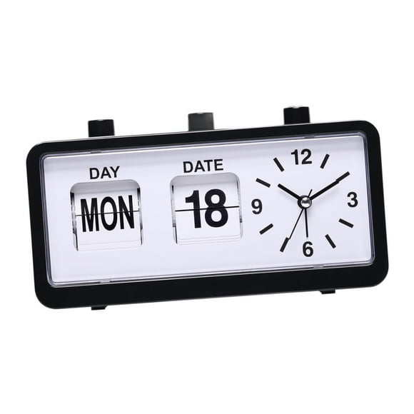 GROWTH TANK Flip Desk Clock Date Week Display Alarm Clock Silent Crafts Page Turning Clock Birthday Gift for Dining Table TV Cabinet Dorm Black