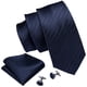 thumbnail image 3 of Corbata Barry.Wang Azul Marino de Seda para Hombre con Pañuelo y Gemelos, 3 of 7