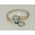 thumbnail image 6 of LBG British Made 18k White Gold Natural Aquamarine Womens Band Ring - 33 size options - Size 6.25, 6 of 7
