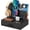 Black, variant on Rustic Wooden Phone Stand Organizer with Drawer Storage, Brown