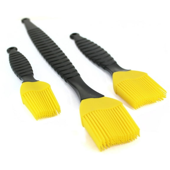3-Piece Silicone Brush Set 7" Pastry Brush 8"All-Purpose 14"Barbecue/Oven Brush