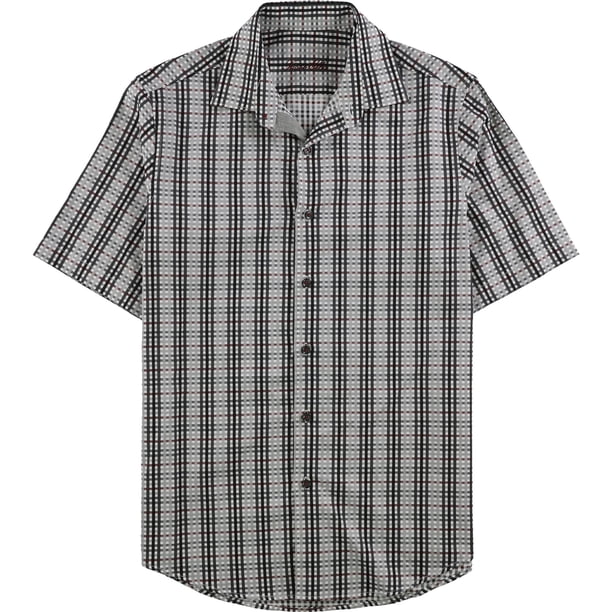 Camisa con botones a cuadros Tasso Elba para hombre gris pequeña