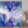 Blue Gold Marble Texture Shower Curtain Sets, Abstract Modern Fabric