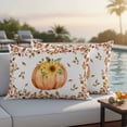 thumbnail image 4 of Fall Pumpkin Outdoor Waterproof Pillow Covers, Thanksgiving Eucalyptus Sunflower Rose Decorative Rectangle Throw Pillowcase Sofa Cushion Sham for Patio/Couch/Chair, 20"x12" 2 Pack, 4 of 8