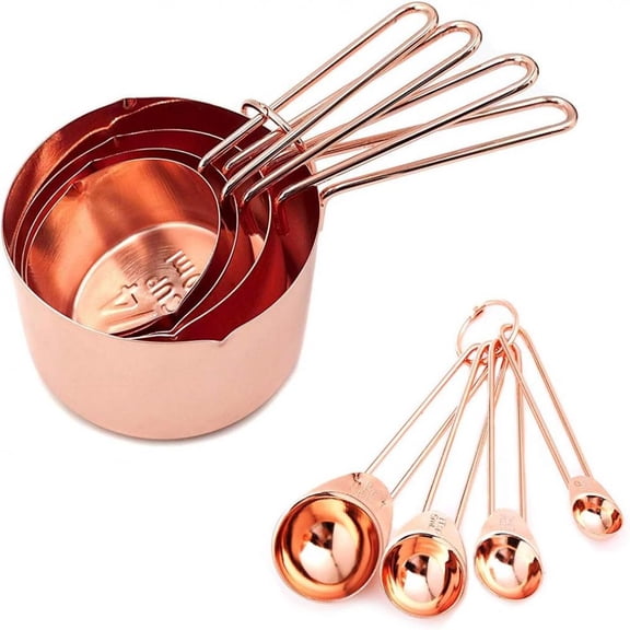 Copper Measuring Cups for the Culinary Artist, Stainless Steel Set with Engraved Measurement Markings, Professional Quality for Everyday Cooking