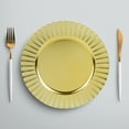thumbnail image 2 of Koyal Wholesale Minimalist Ribbed Acrylic Gold Charger Plates for Weddings Birthdays Quinceaneras Party Events, 4-Pack, 2 of 5