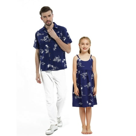 

Matching Father Daughter Hawaiian Luau Dance Shirt Dress Various Patterns
