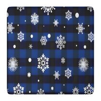 Blue Christmas Snowflake Pattern Square Fitted Tablecloth with Elastic Edge,Square Table Cover,Washable Elastic Table Cover for Home Kitchen Party Decor 36"x36"