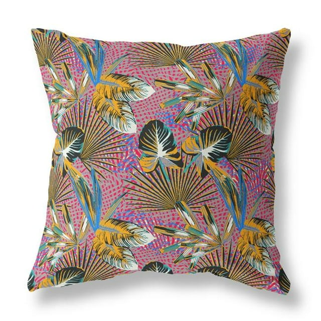 HomeRoots 414294 18 Pouces Magenta & Or Tropical Intérieur & Coussin d'Extérieur & 44; Noir & Violet