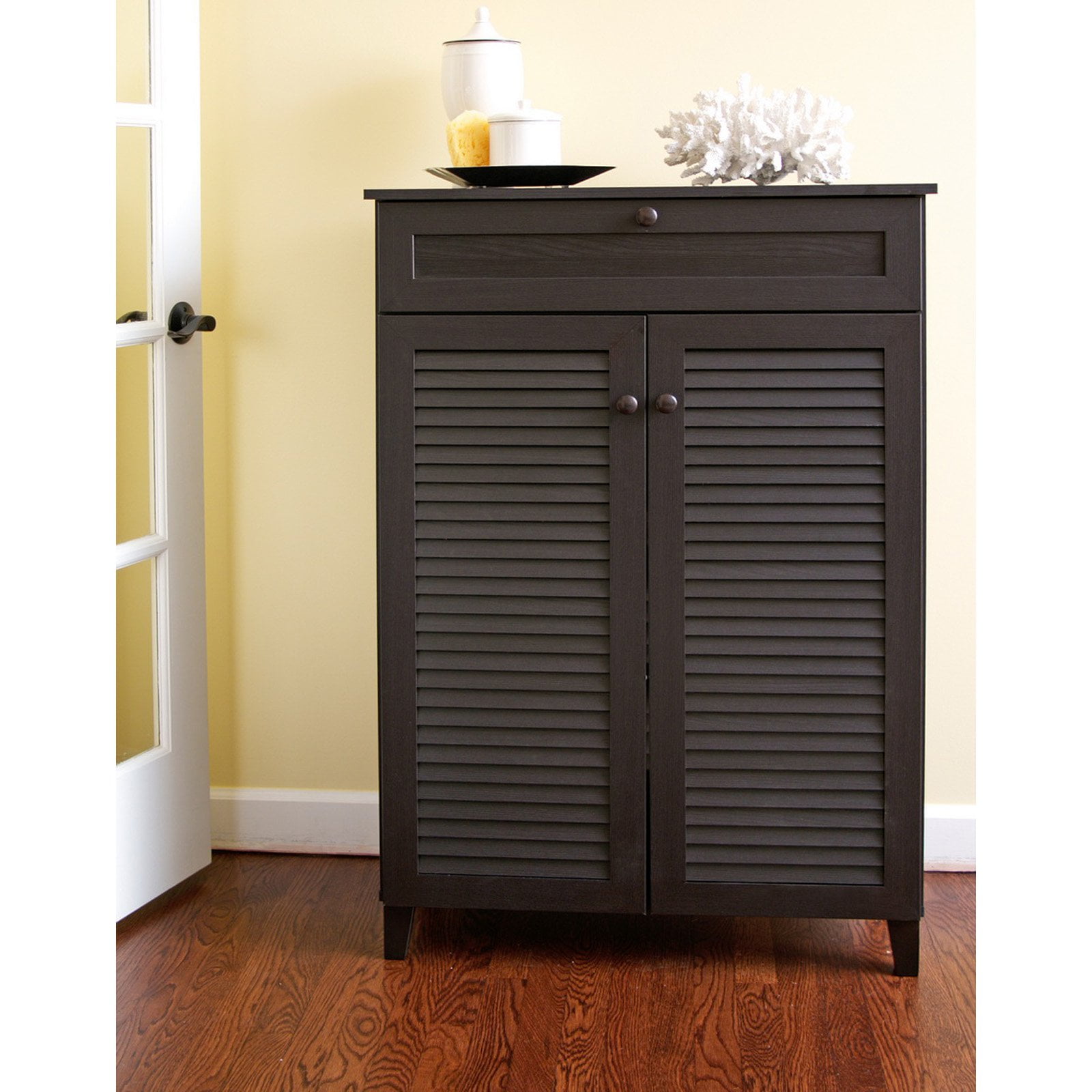 Harding Espresso Shoe Storage Cabinet Walmart