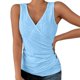thumbnail image 1 of Gibobby Playeras Mujer Camisetas Cuello V Camiseta suelta informal con cuello en V para mujer, blusa manga corta con estampado(Azul,CH), 1 of 4