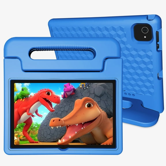 Kids Tablet 10 Inch, Tablet for Kids Android 14, 8GB 64GB, 8-Core CPU, WiFi 6, Parental Control, 1280*800 HD Display, Dual Cameras, Shockproof Case, Pre-Installed Educational Apps - Blue