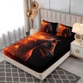 thumbnail image 6 of Western Bedding Horse Fitted Sheet Sets,Animal Printed Bed Set Queen Size for Kids Teens Room Decor,Horse Orange Flames Pattern Fitted Sheet for Boys Bedding Set,1 Fitted Sheet+2 Pillowcases., 6 of 7