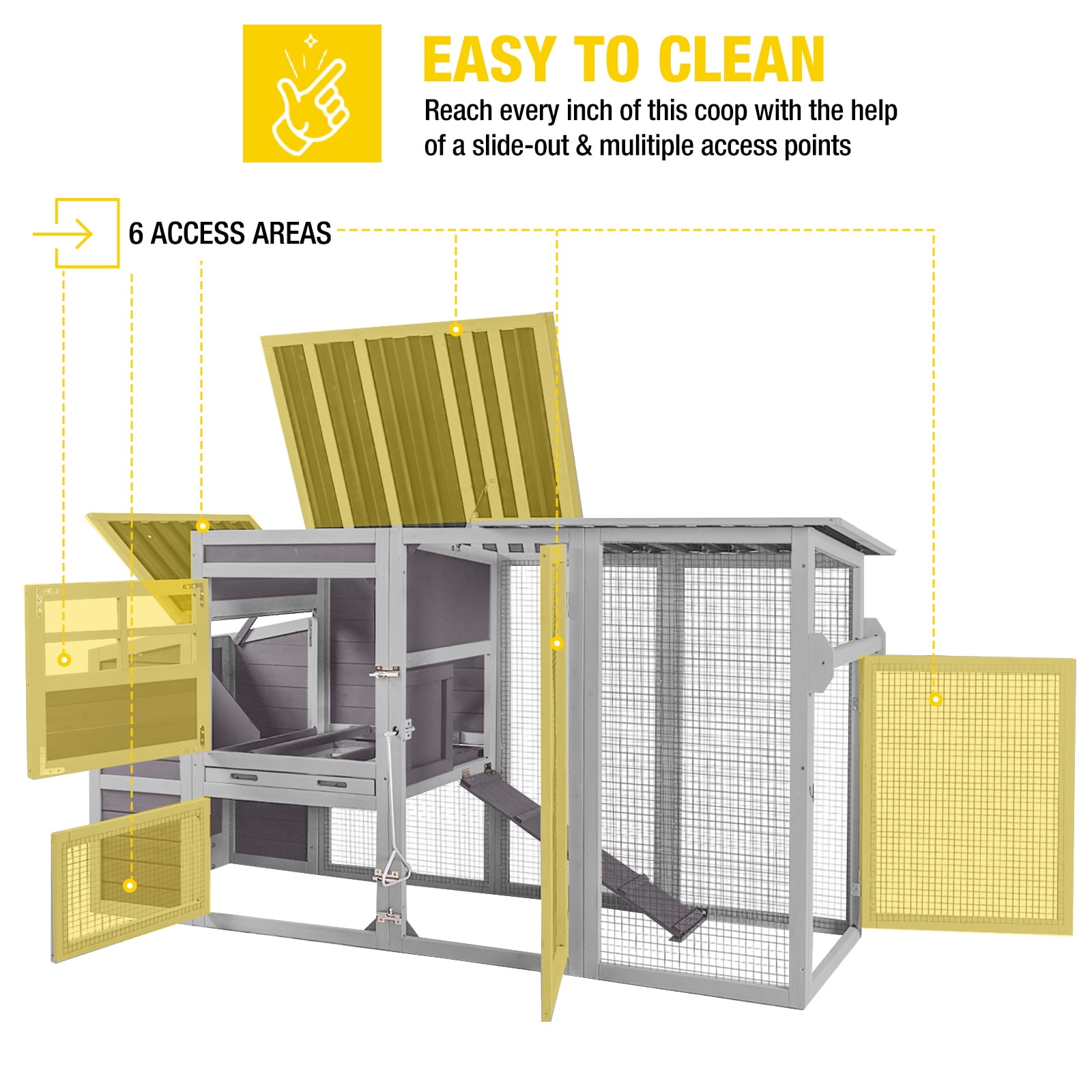Aivituvin 78.4' Large Chicken Coop with Run & Nesting Box, Wood Poultry Cage Hen House with Slide Tray for 3-5 Chickens
