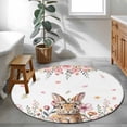 thumbnail image 4 of Round Area Rug 4ft, Easter Pastoral Bunny Rose Non-Shedding Washable Area Rug, Colorful Egg Floral Leaves Non Slip Low-Profile Circle Rugs for Living Room, Bedroom Dining Room, 4 of 9