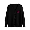thumbnail image 2 of NTACZA Oversized Sweaters for Women Button Down V Neck Black Cardigan Sweater Heart Print Jumper for Women L, 2 of 5