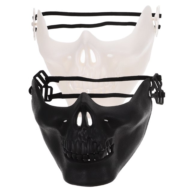 BRIGHTFUFU 2 uds máscara de esqueleto máscara de cara completa Protector de cara en forma de calavera máscara de Halloween para fiesta de disfraces de Cosplay (blanco y negro)