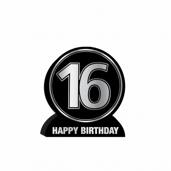 3-D 16th Birthday Black Table Centerpiece - 1 Pc.