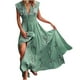 thumbnail image 2 of Puntoco Vestido De Manga Corta Con Cuello En V, Vestido De Manga Corta Con Cuello En V Para Mujer, Talla Grande, Verde Xxl, 2 of 6